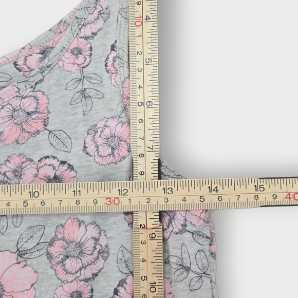 Duluth Trading Tank Top Shirt Womens Small Gray Floral Built In Bra Sleeveless - Picture 6 of 9